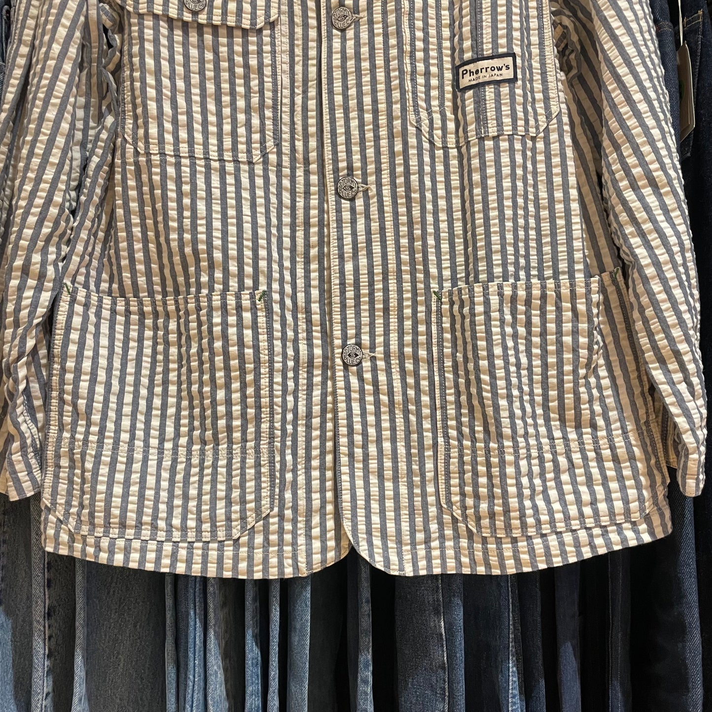 Hickory Stripe Seersucker Coverall Black/White