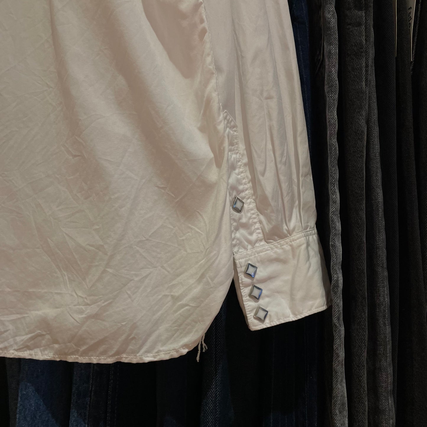 Diamond Snap Western Shirt White
