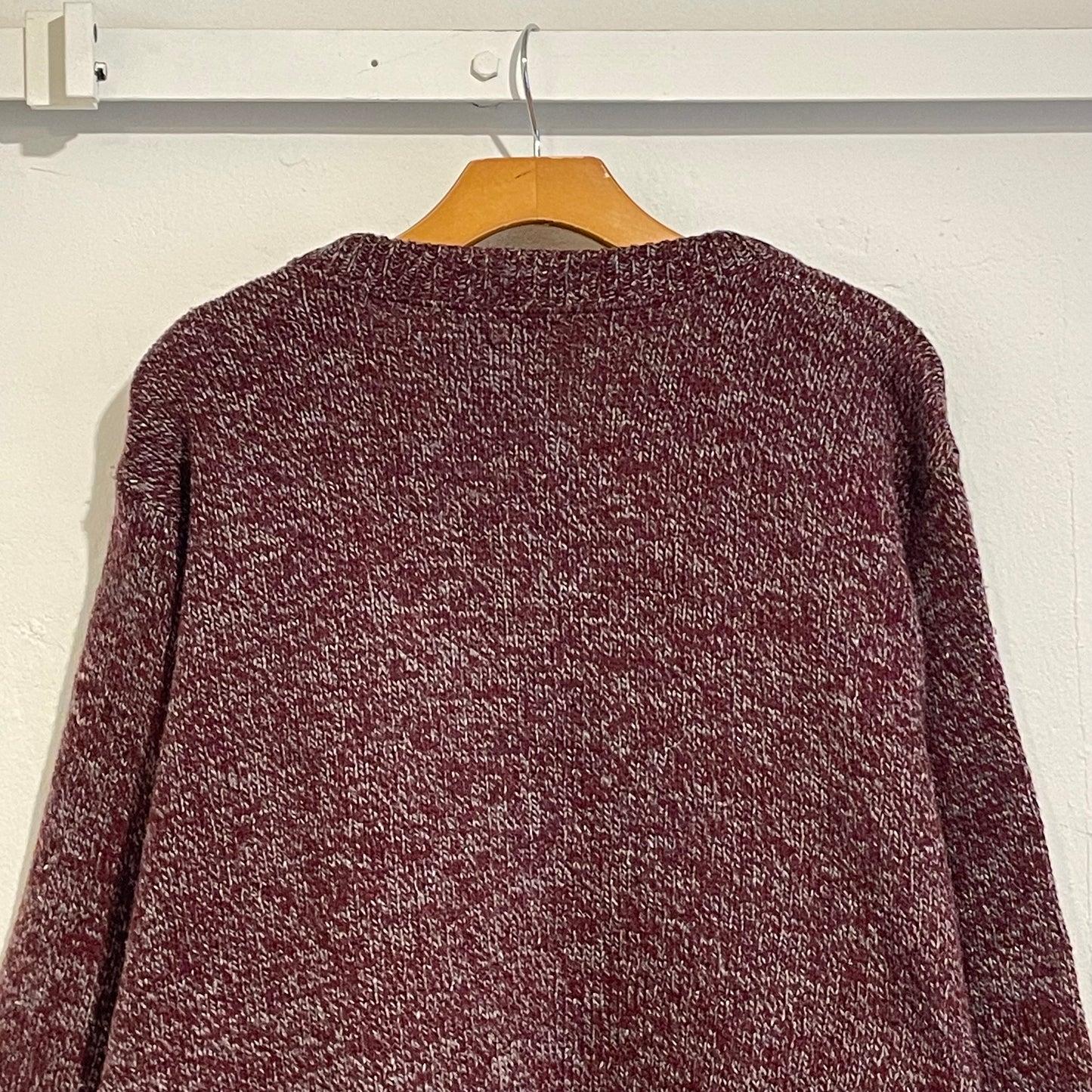 Wool & Polyester 50/50 Knit Sweater Burgundy / Grey