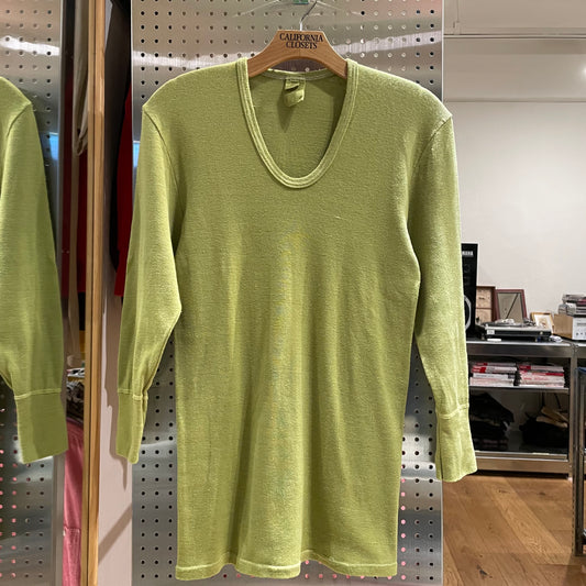 Dyed German Military U-Neck L/S T-Shirt Green