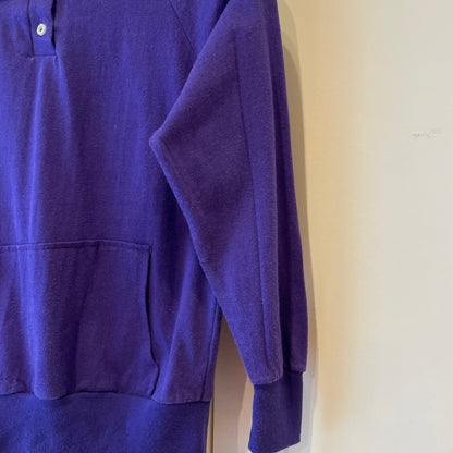 Raglan Long Sleeve Polo Shirt Purple
