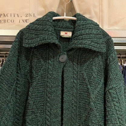 Cable Knit Wool Cardigan Green