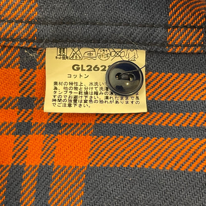 Navy Orange Check Flannel Work Shirt Cotton