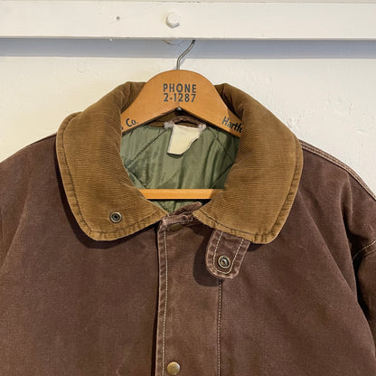 Corduroy Collar Quilted Lined Cotton Jacket Brown