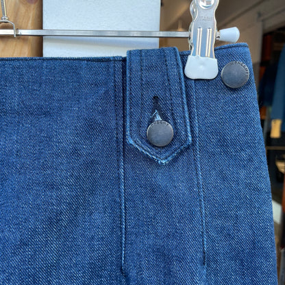 Back Slit Straight Denim Skirt Navy