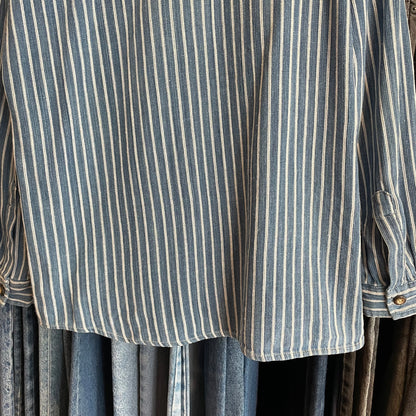 Striped Utility Shirt Blue Cotton