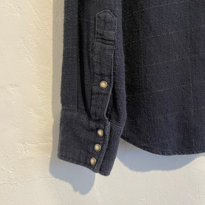 Plains Western Black Snap Button Shirt Heavy Cotton