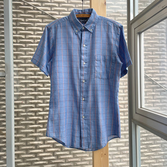 Button Down Shirt Short Sleeve Blue