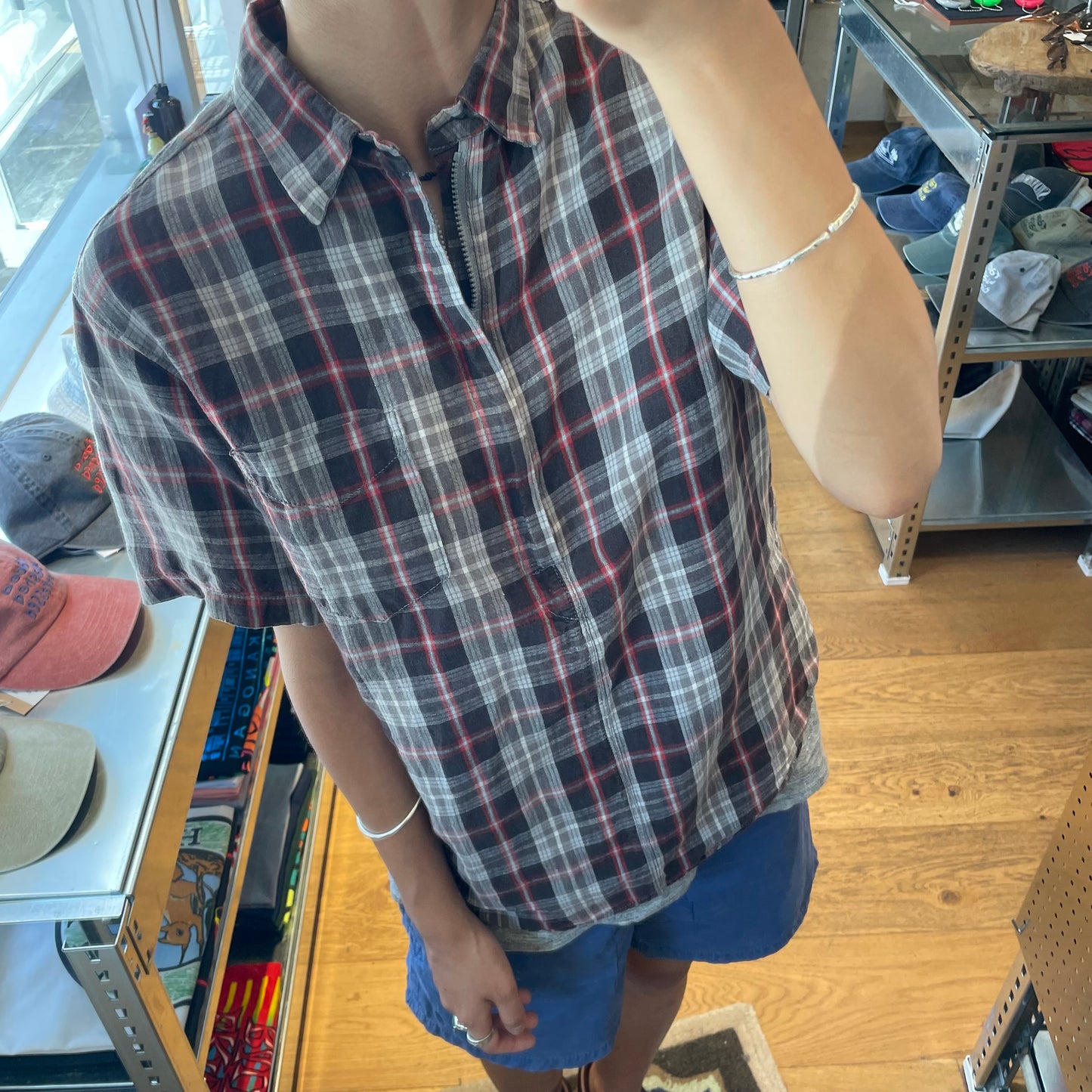 Check Short Sleeve Shirt Brown