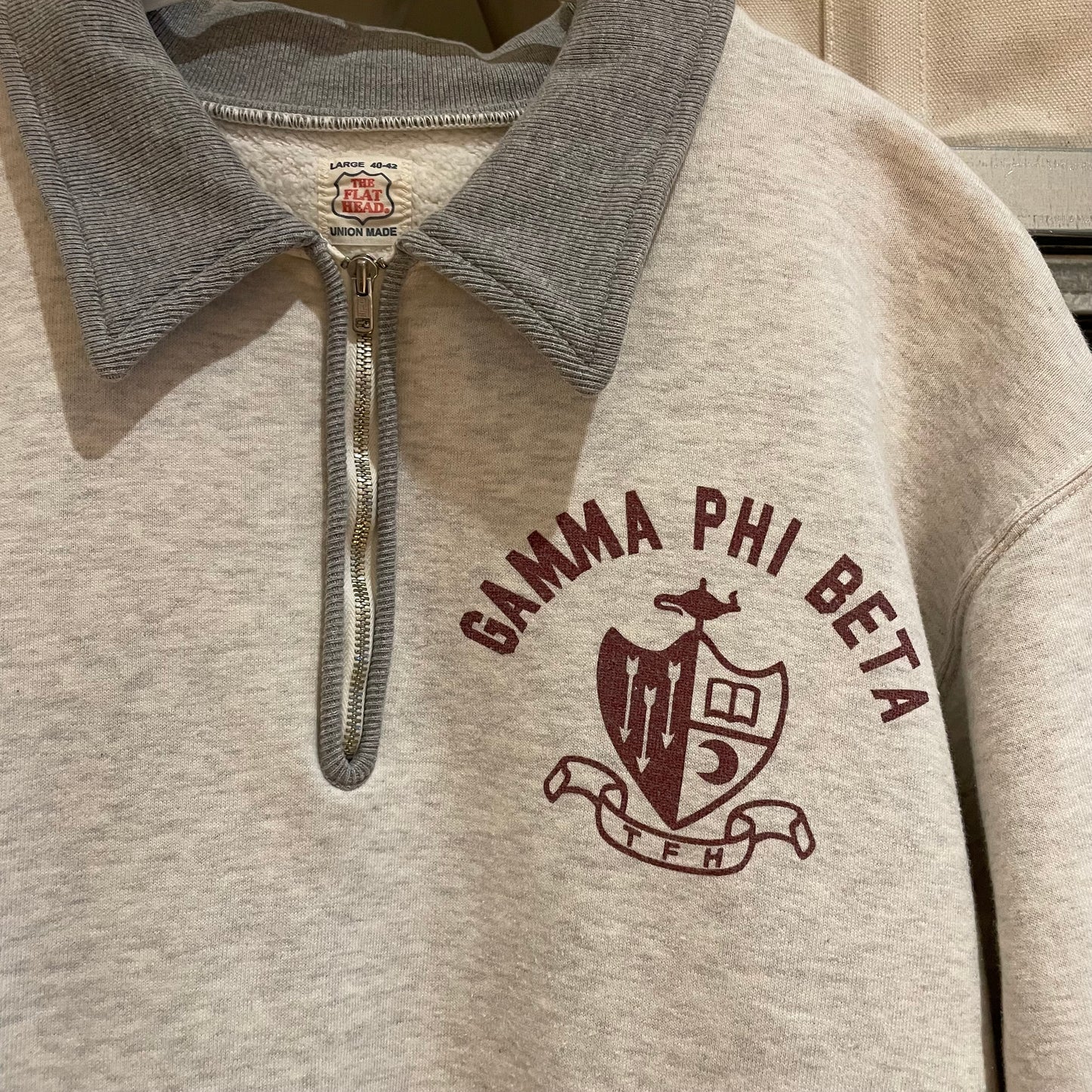 Gamma Phi Beta Quarter-Zip Sweatshirt Gray Fleece