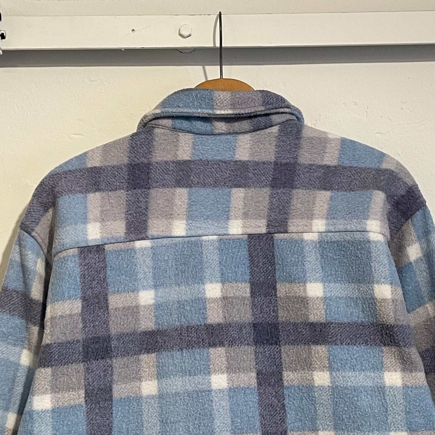 Plaid Fleece Shirt Jacket Blue