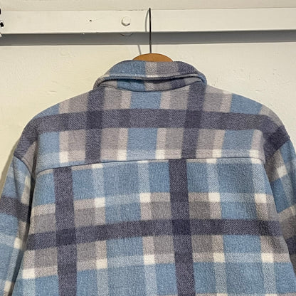 Plaid Fleece Shirt Jacket Blue