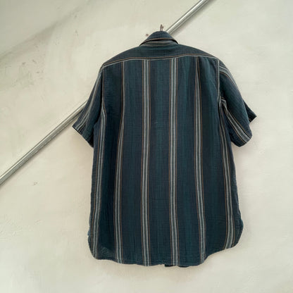 Gauze Stripe Short Sleeve Shirt Navy