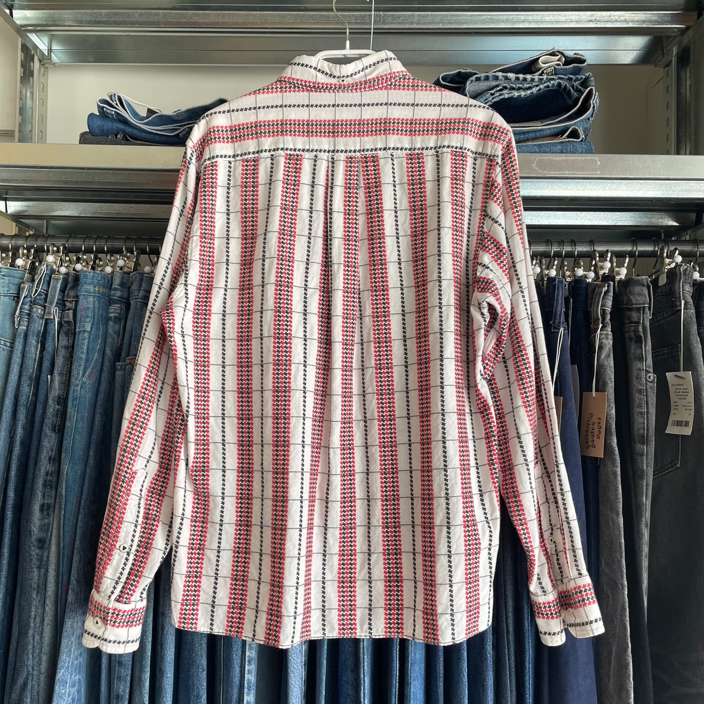 Red-Black Woven Striped Casual Shirt