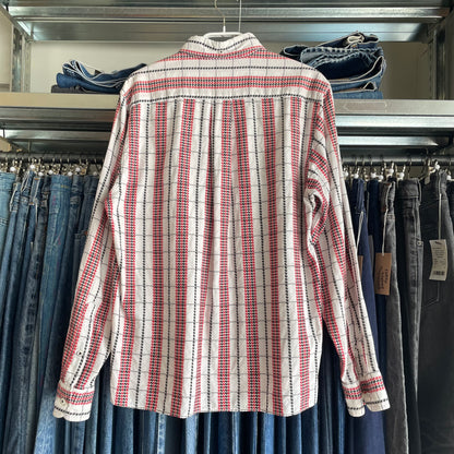 Red-Black Woven Striped Casual Shirt