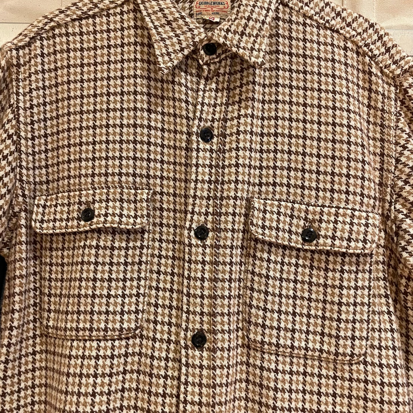 Brown Houndtooth Wool Work Shirt