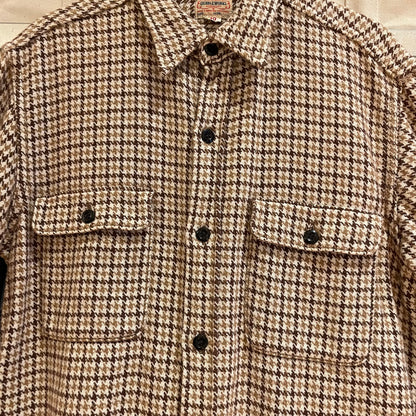 Brown Houndtooth Wool Work Shirt