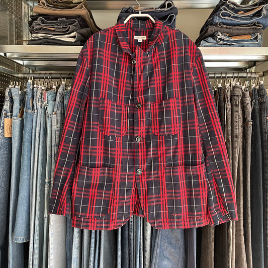 Plaid Coverall Jacket Red Navy