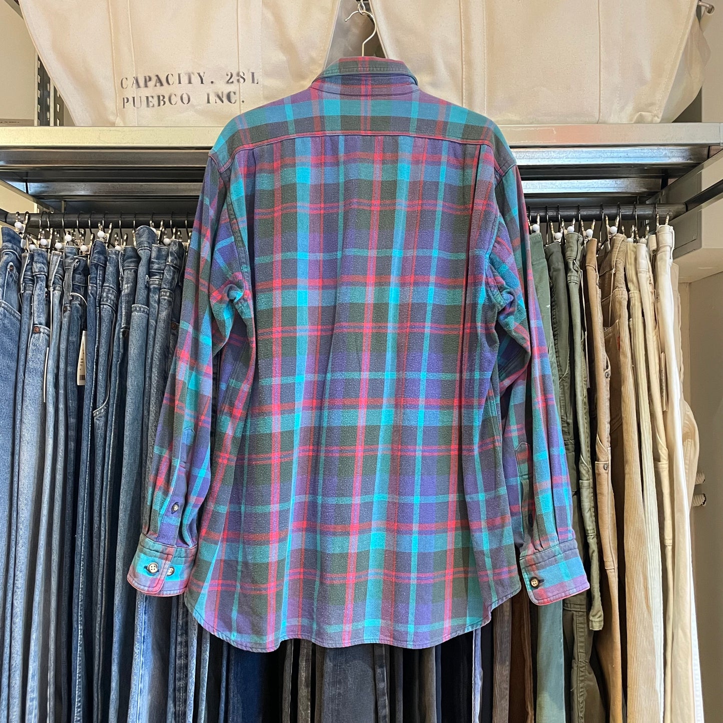 Bold Plaid Flannel Shirt, Red/Teal/Navy