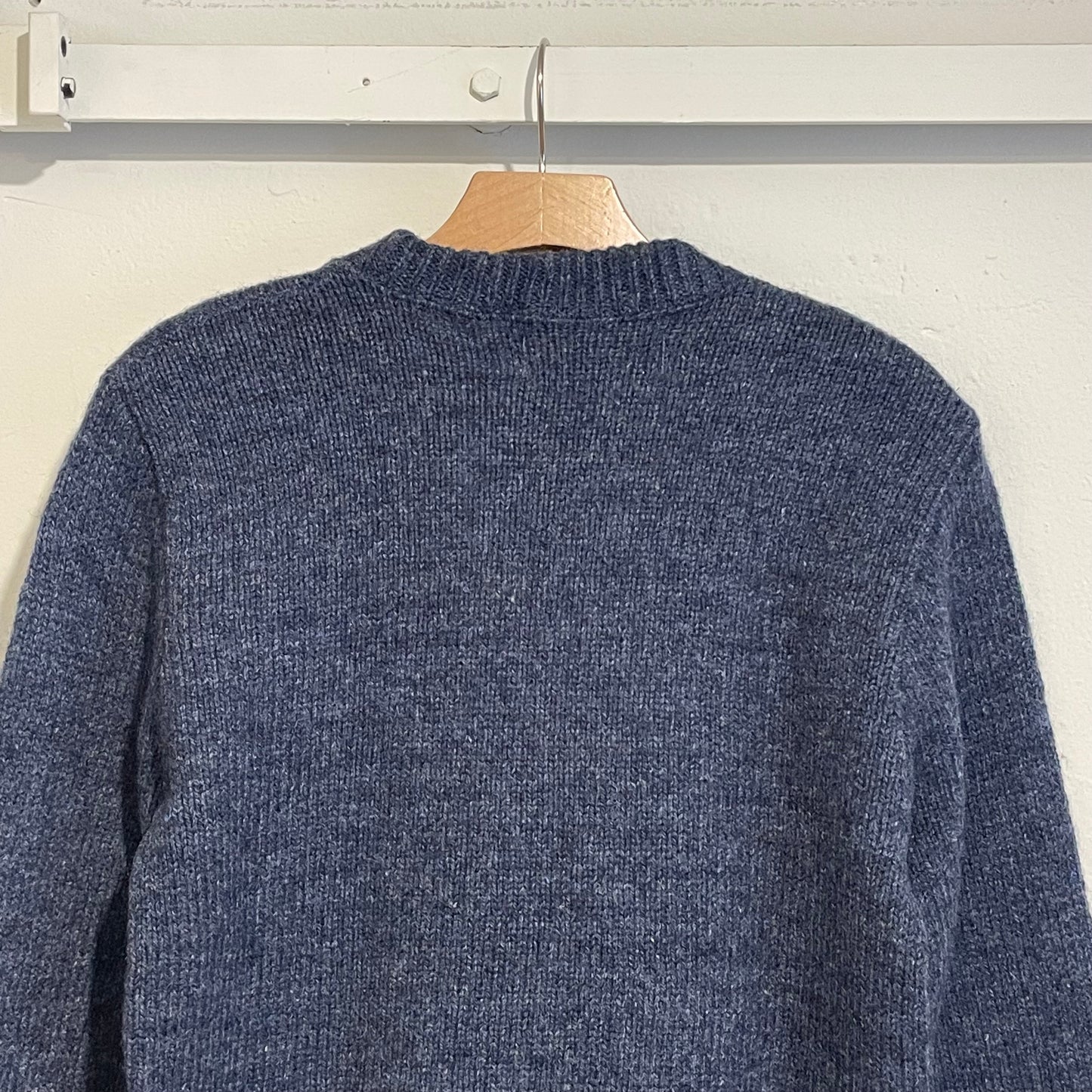Wool Nylon Knit Sweater Blue