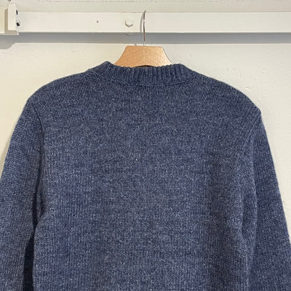 Wool Nylon Knit Sweater Blue