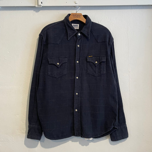 Plains Western Black Snap Button Shirt Heavy Cotton