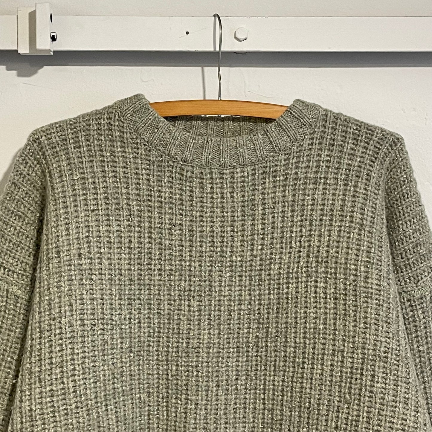 Wool/Silk Ribbed Knit Sweater Mint