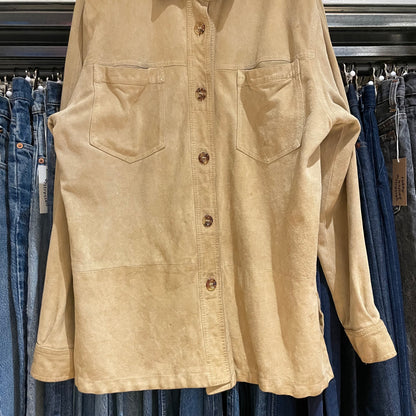 Double Pocket Leather Shirt Tan