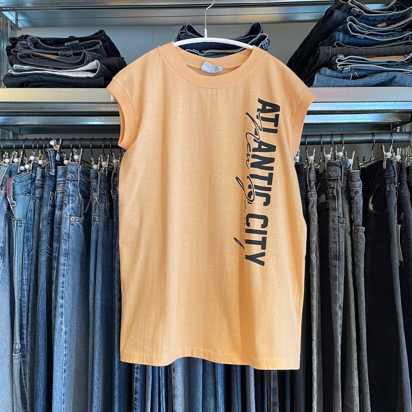 Atlantic City New Jersey T-Shirt Tan Cotton/Polyester
