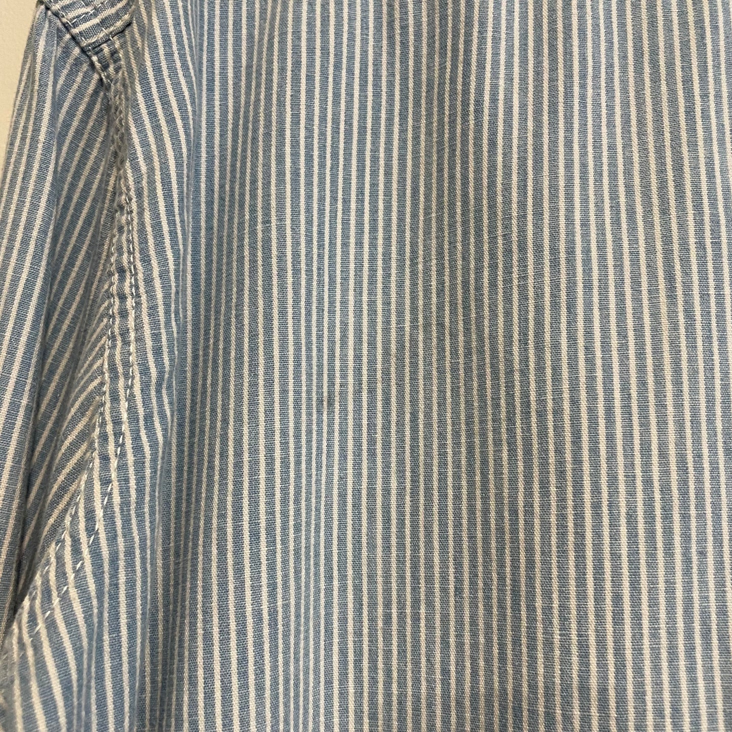 Half-Zip Striped Work Shirt Blue Cotton