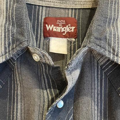 Gray Blue Striped Western Shirt