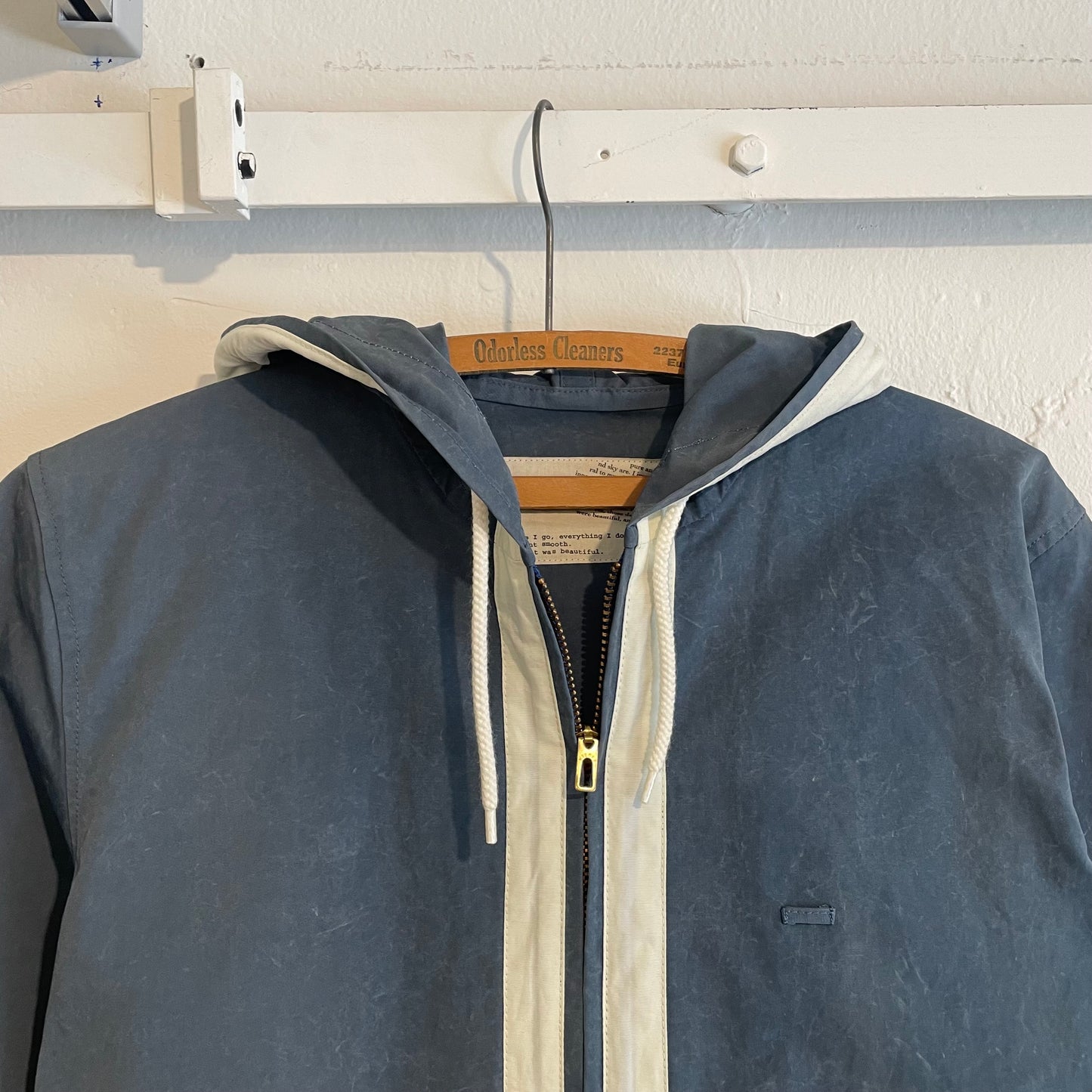 Hooded Windbreaker Blue/Cream Waldes Zip