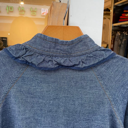 Frill Collar Denim Shirt Navy