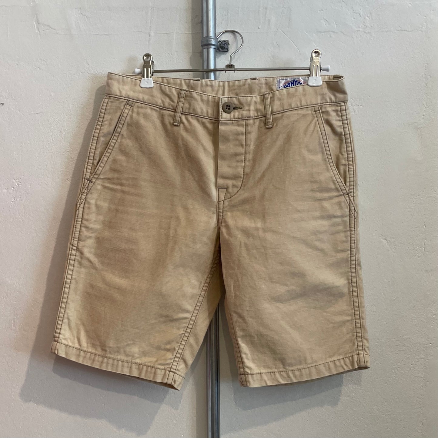 Casual Shorts Khaki Cotton Back Cinch