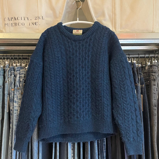 Cable Knit Merino Sweater Navy