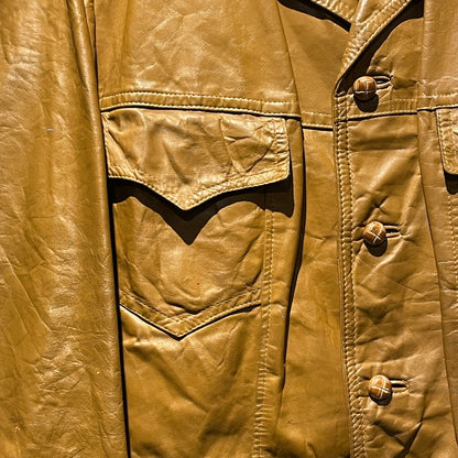 Leather Button Jacket Brown