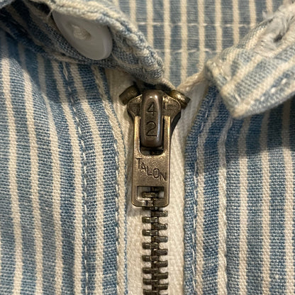Half-Zip Striped Work Shirt Blue Cotton