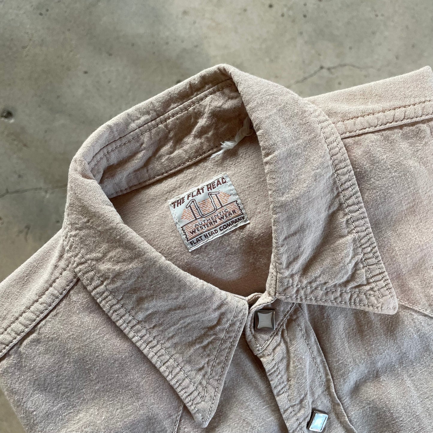 Western Shirt Short Sleeve Beige