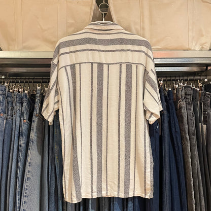 Striped Half Zip Shirt Off White