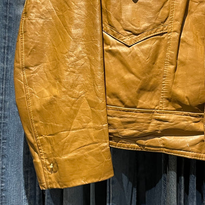 Leather Button Jacket Brown