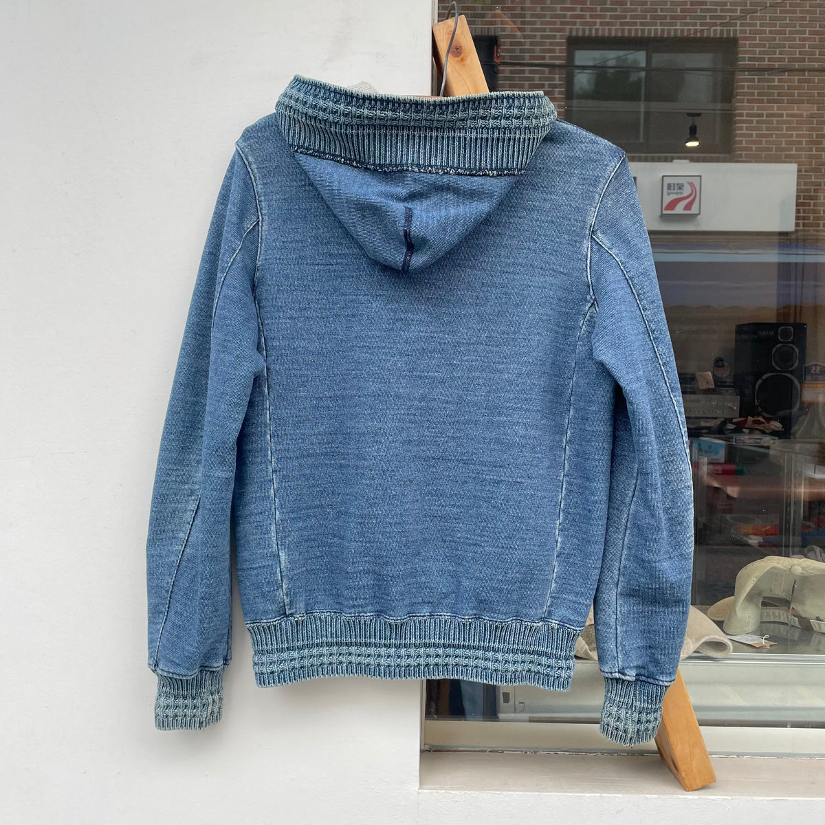 Washed Zip Hoodie Blue