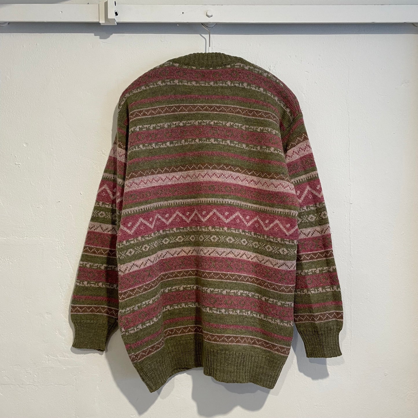 Fair Isle Knit Cardigan Green