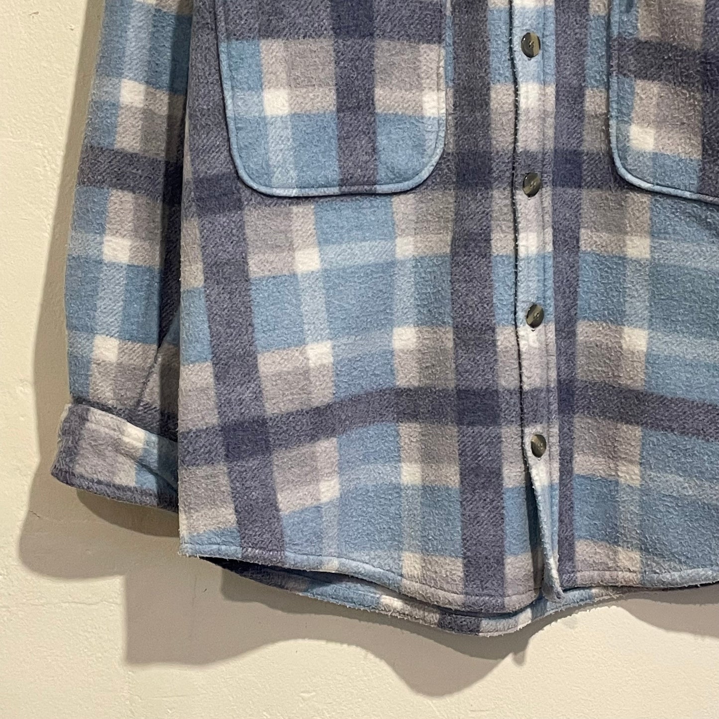 Plaid Fleece Shirt Jacket Blue