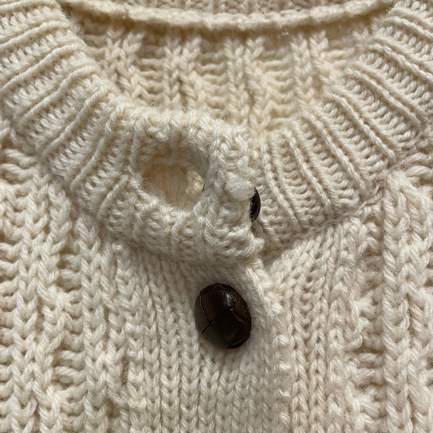 Fisherman Knit Cardigan Ivory