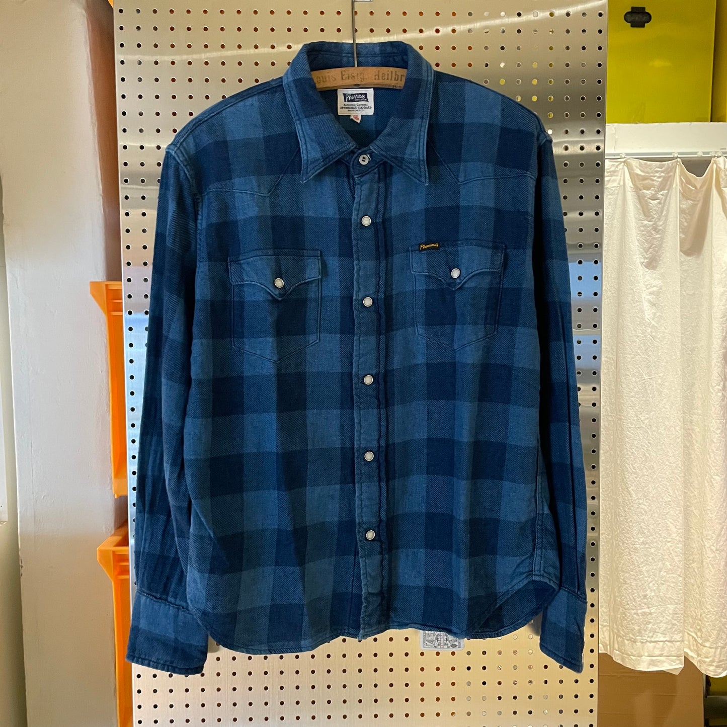 Faded Buffalo Check Western Flannel Blue