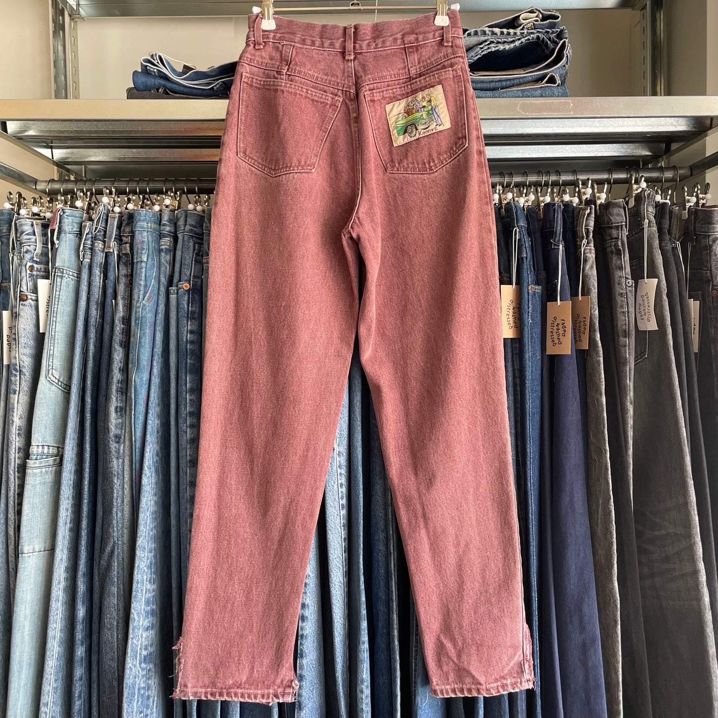 Burgundy Denim Pants Lampo Zip