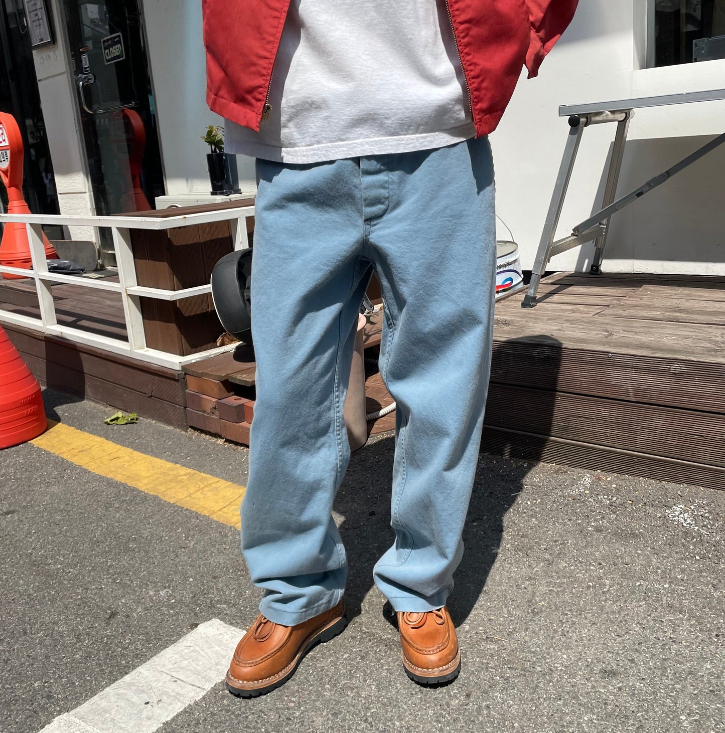 Bleached French Work Pants Blue