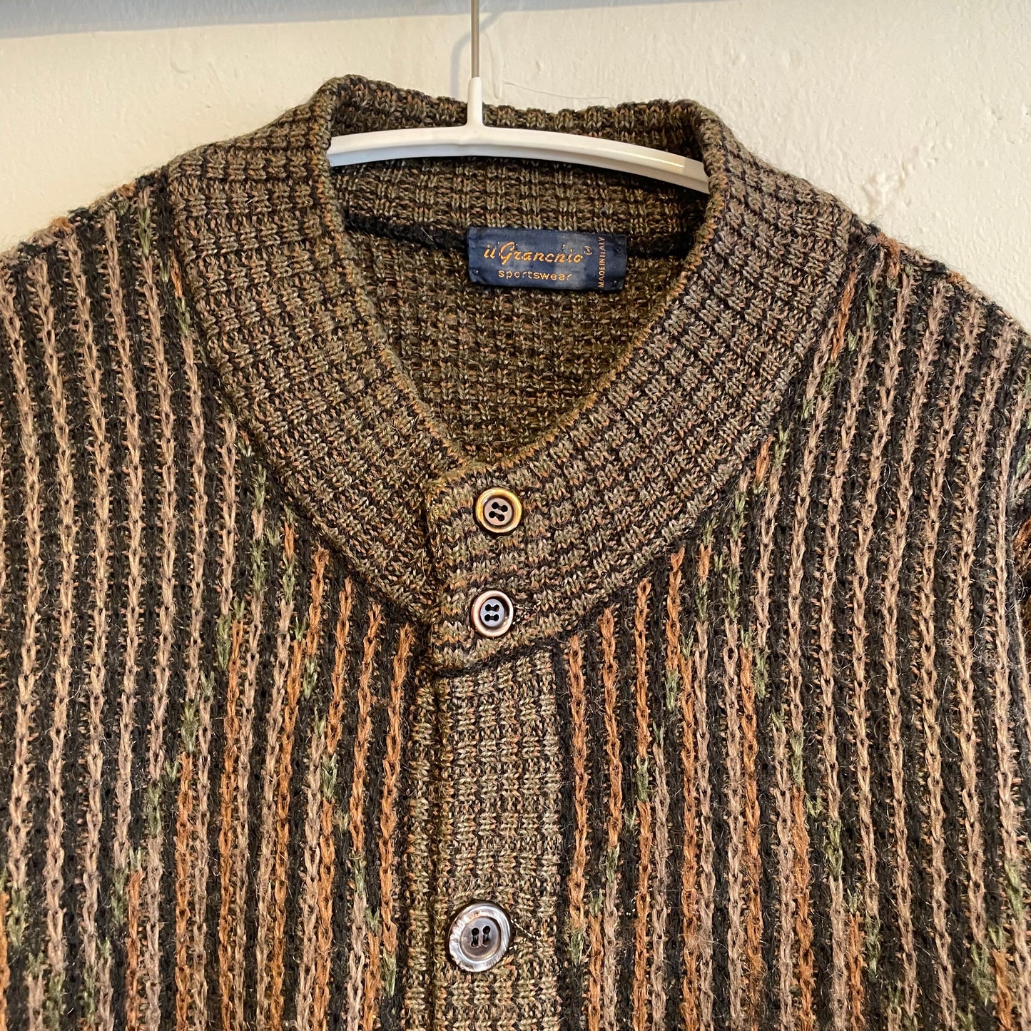 Multi colored Rib Knit Cardigan Khaki