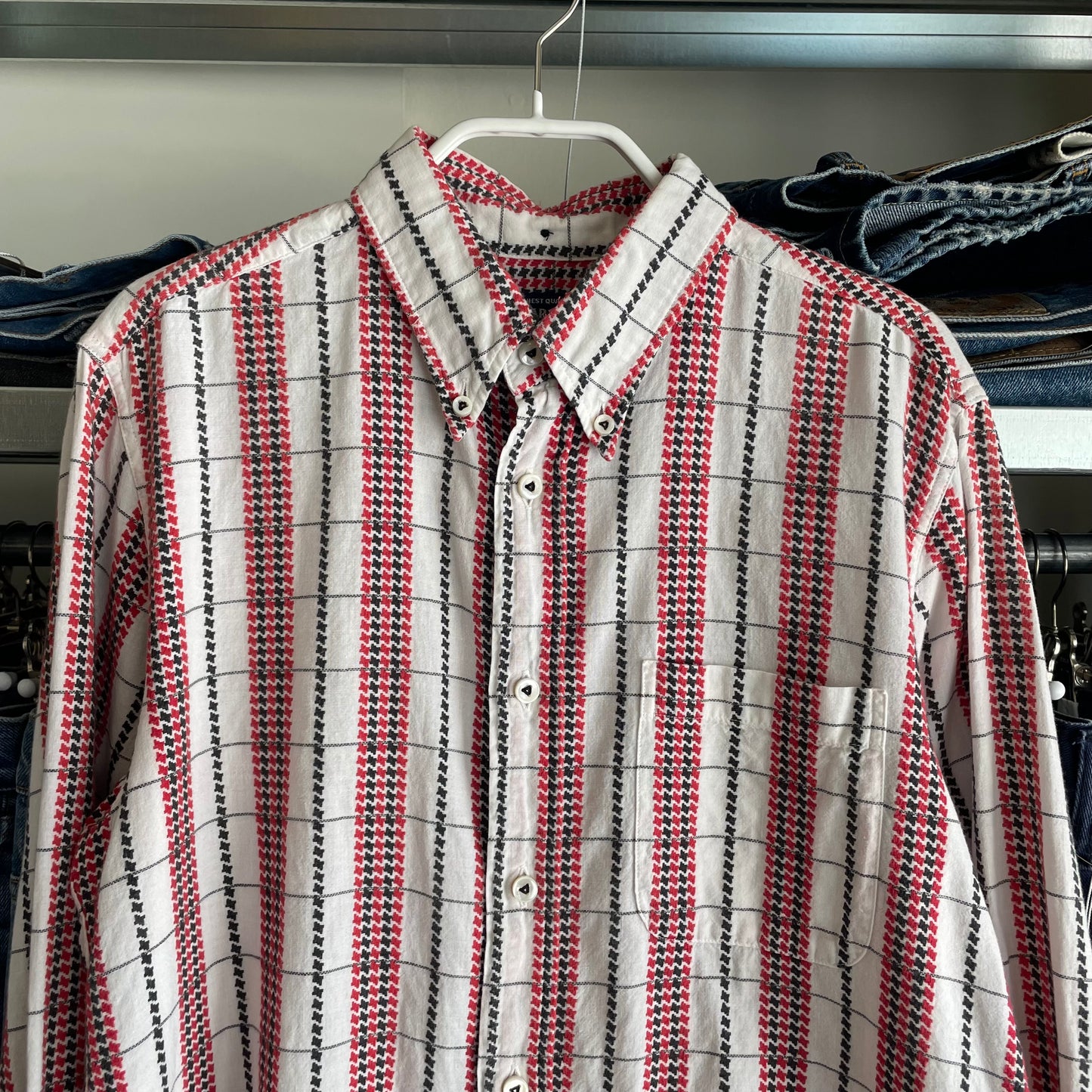 Red-Black Woven Striped Casual Shirt