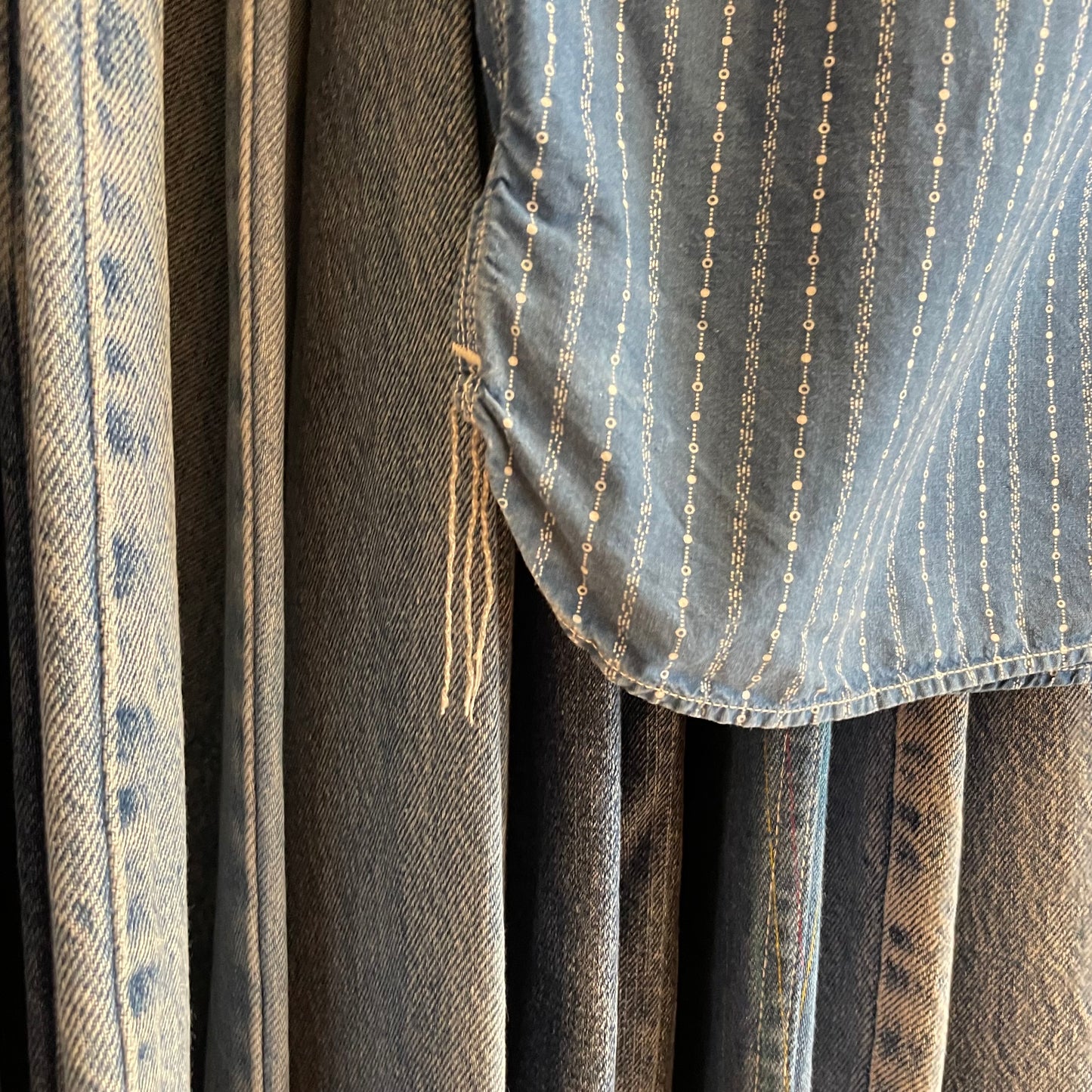 Stripe Button-Up Work Shirt Blue Short Sleeve